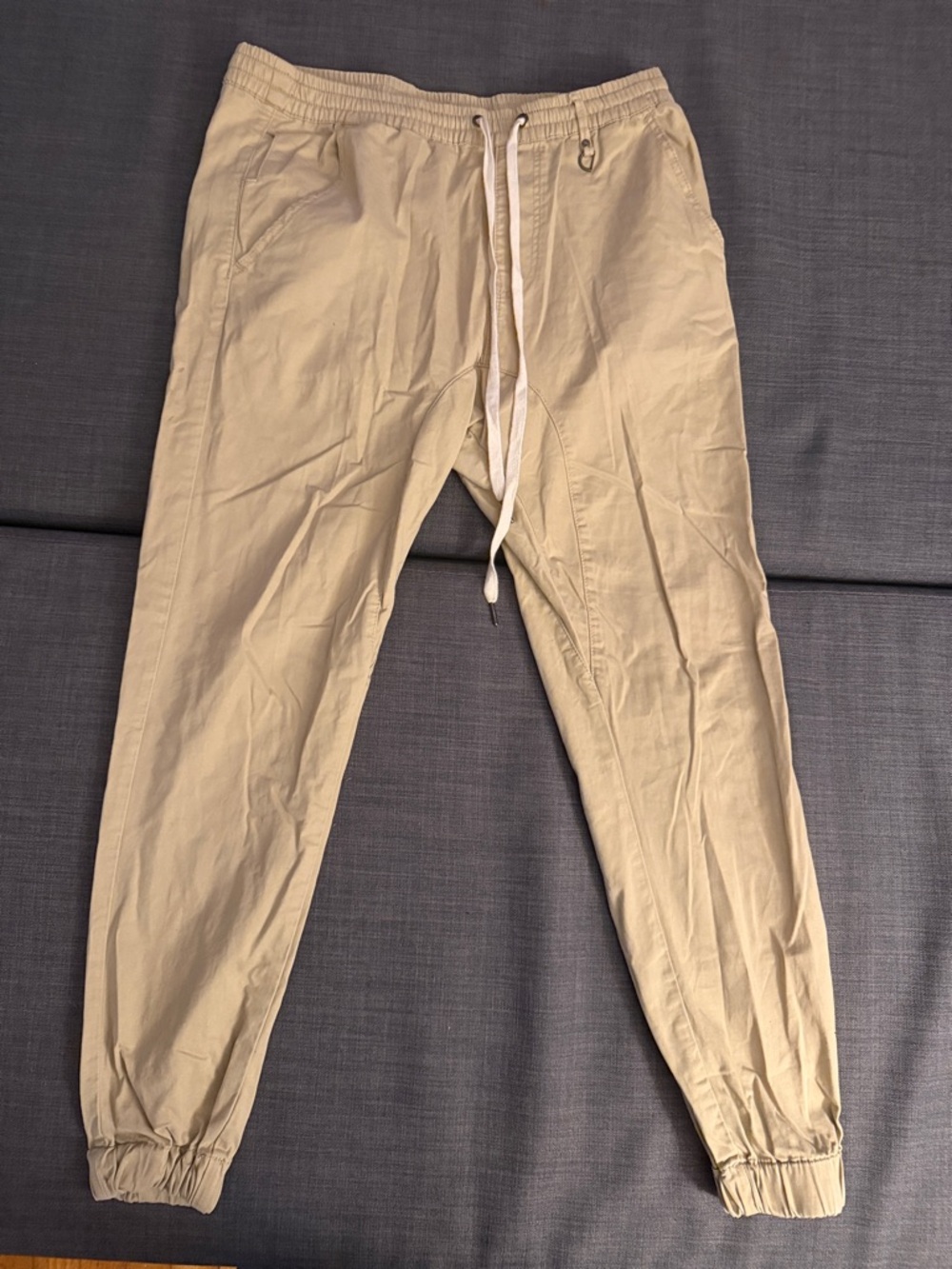 Men's Casual Drawstring Jogger Pants - Beige XL